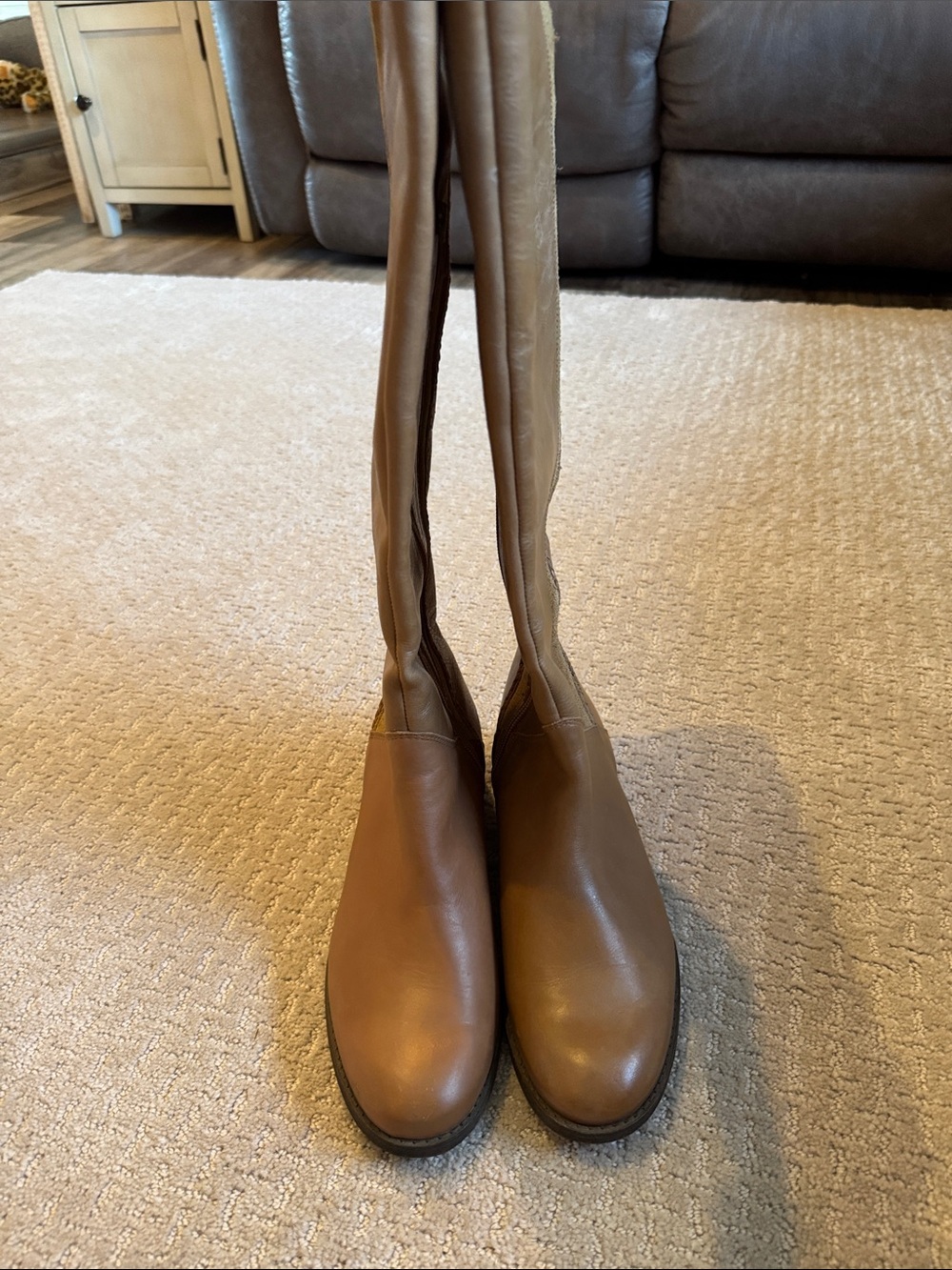 Classic Tall Leather/suede  Riding Boots in a beautiful light Carmel color!